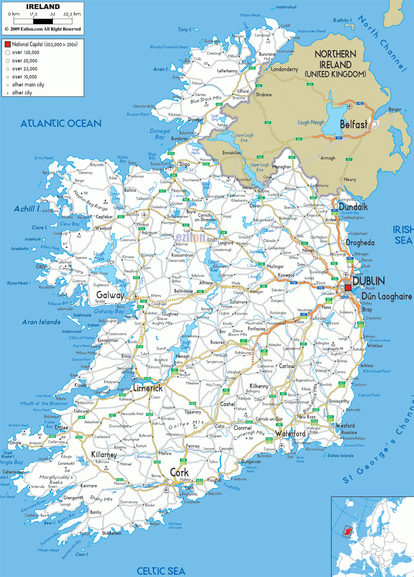 Free Printable Map Of Ireland