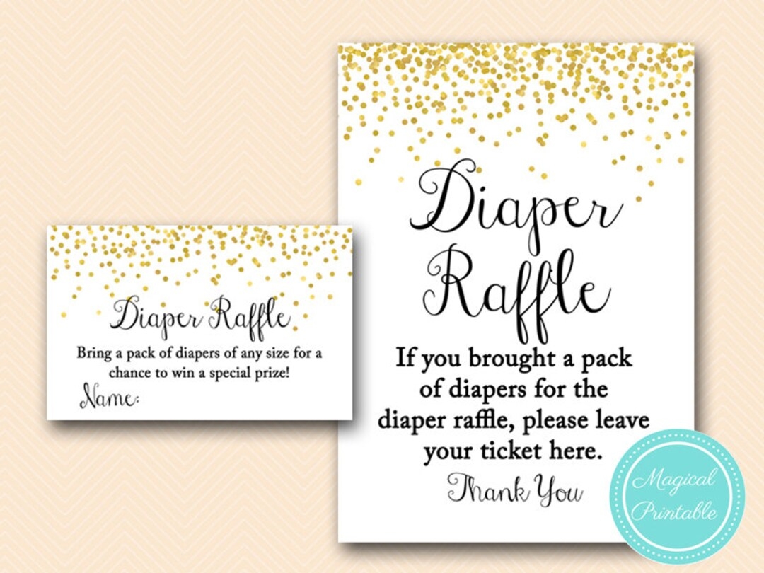 Diaper Raffle Ticket And Sign Gold Baby Shower Baby Shower Games Activities Instant Download Games Printable TLC148 Etsy