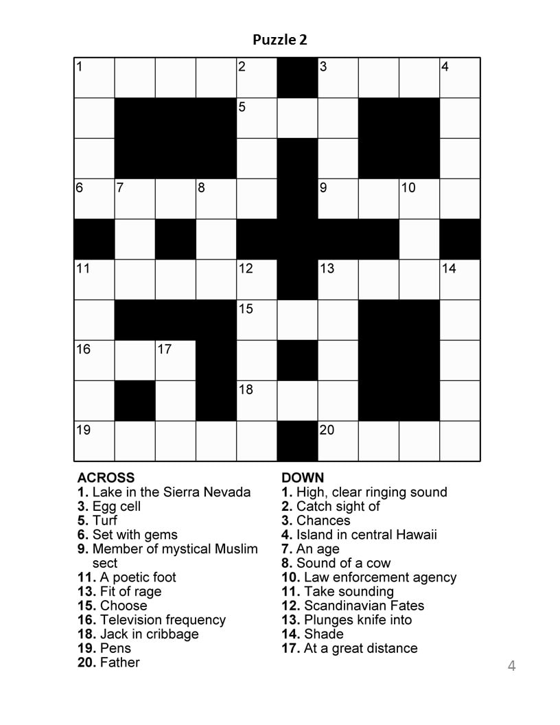 Free Printable Crossword