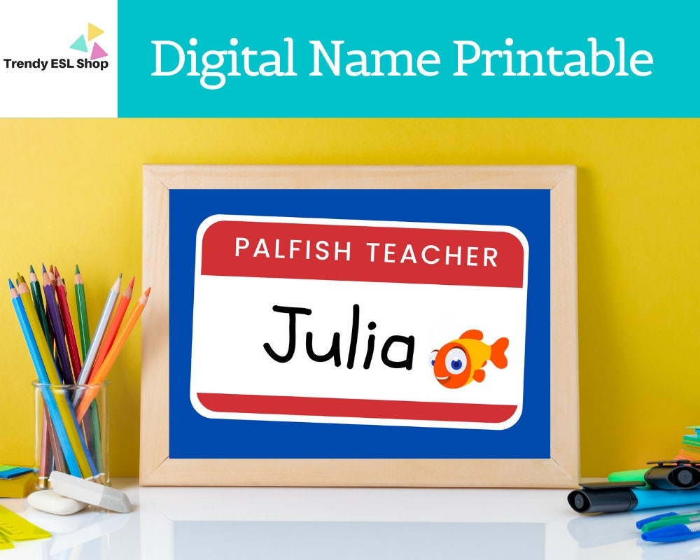 Digital Palfish Name Printable Online Teaching Background Palfish Shirt Qkids Vipkid Backdrop Custom Name Printable Etsy