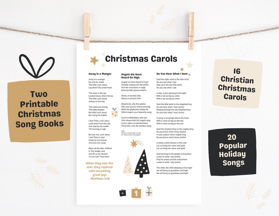 DIGITAL PRINTABLE Christmas Song Lyric Sheets Set Of 8 Christmas Singalong Christmas Carols Christmas Caroling Book Music Lyric Sheets Etsy