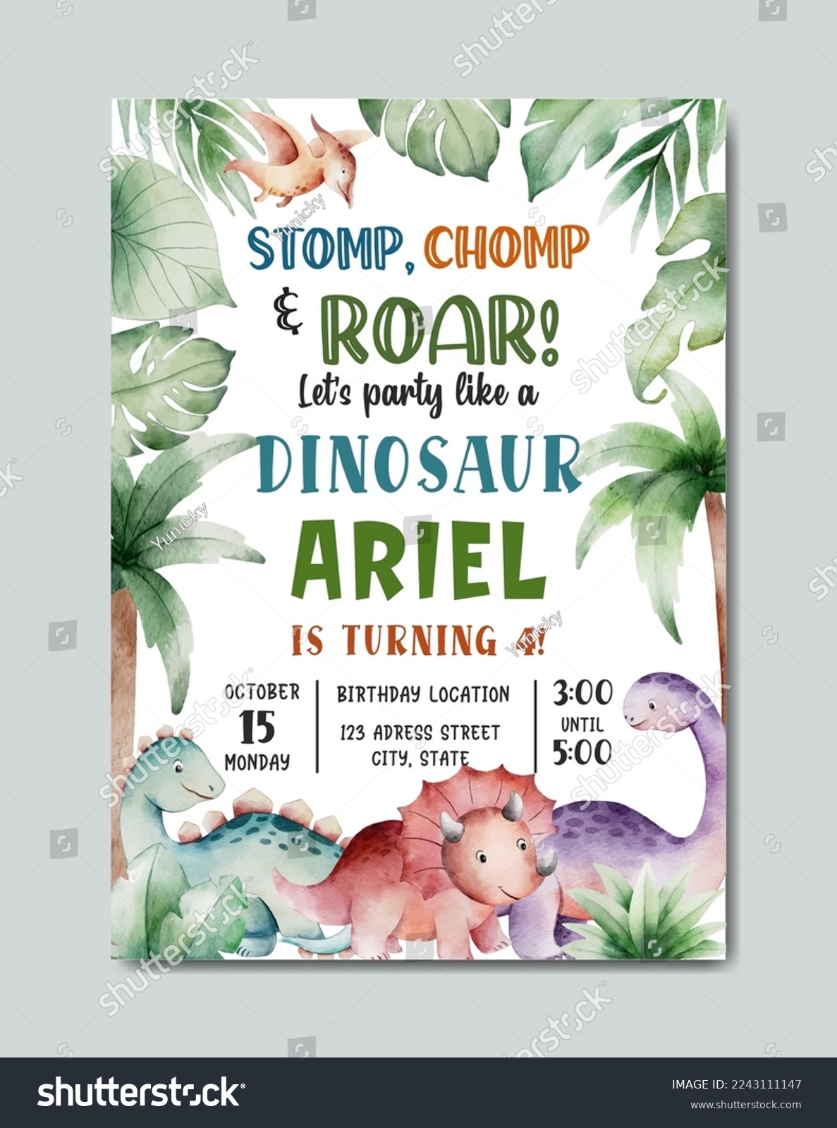 Free Printable Dinosaur Birthday Invitations