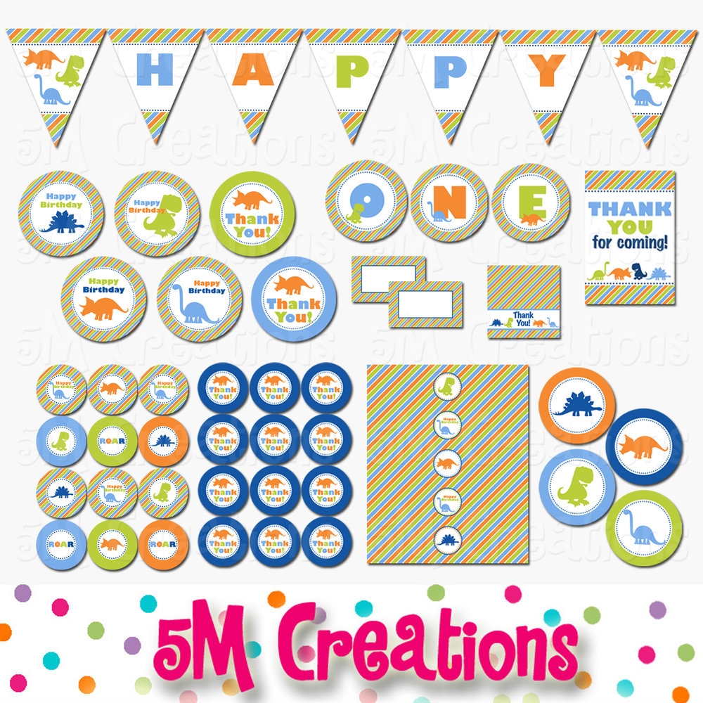 Dinosaur Birthday Party Printable Decorations Instant Download 5M Creations Blog