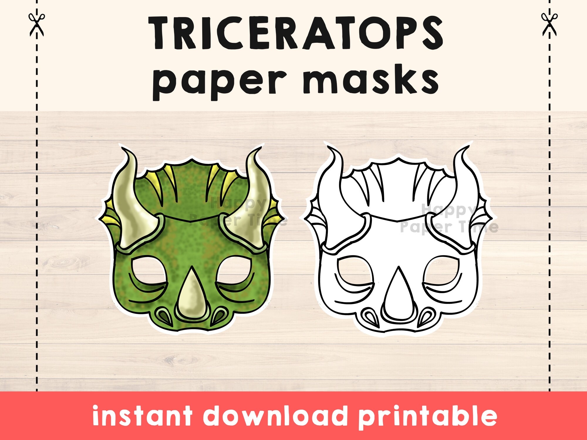 Dinosaur Party Printable Kids Dino Mask Kids Animal Mask Party Favor Triceratops Printable Dinosaur Mask Dinosaur Printable Mask Triceratops Etsy
