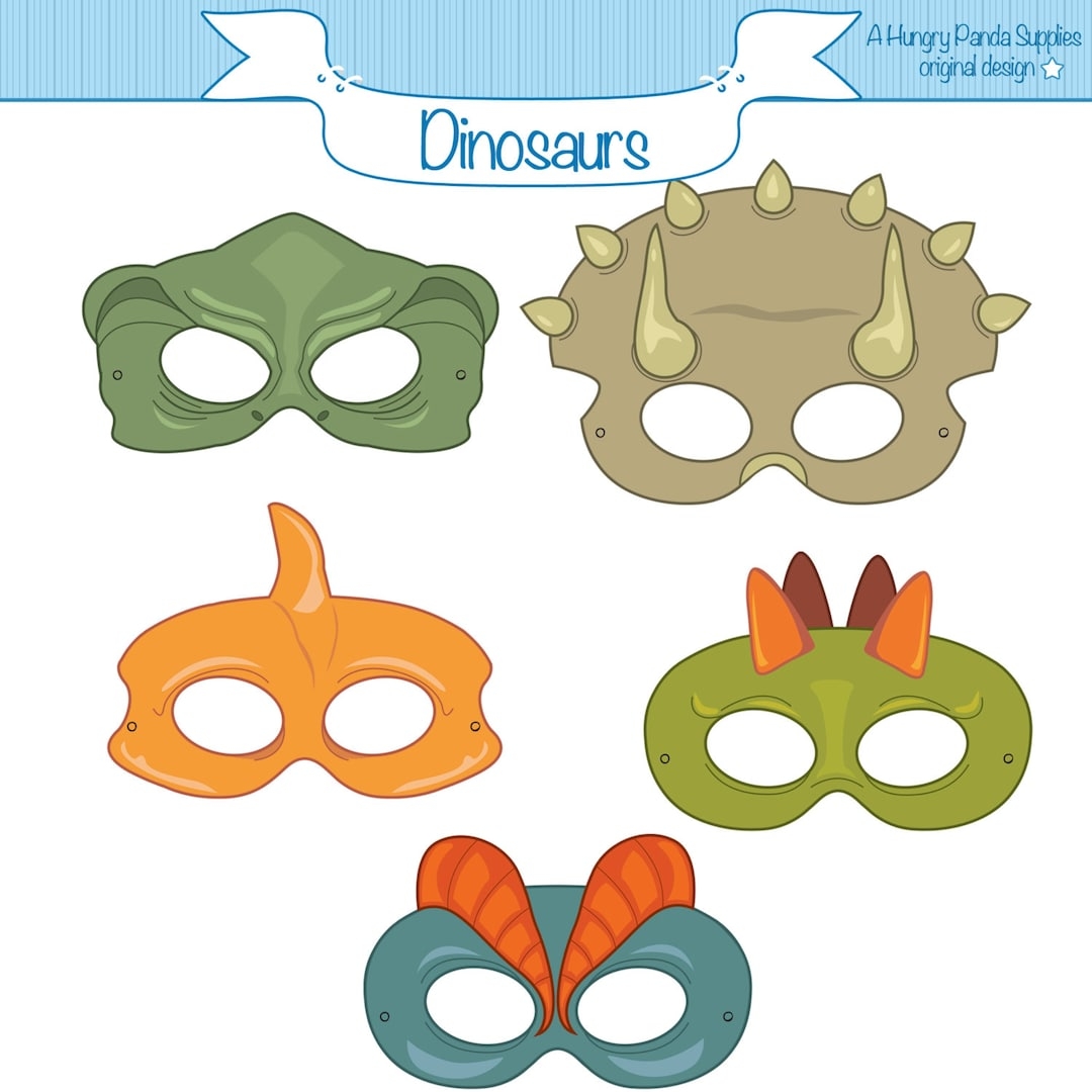 Dinosaurs Printable Masks Dinosaur Mask Trex Mask Triceratops Pterodactyl Stegosaurus Jurassic Dinosaur Costume Dino Masks Etsy