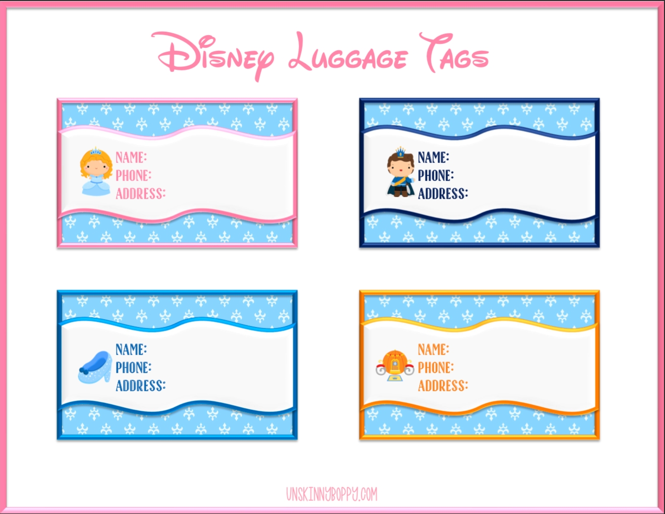Disney Luggage Tags Cinderella Themed Pretty Printables Download Print And Display For Your Home Decor 