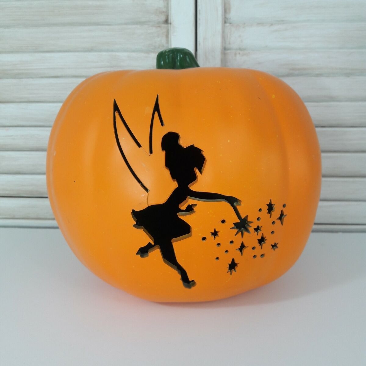 Disney TinkerBell Blow Mold Pumpkin Lighted Hard Plastic Orange Halloween 9in EBay