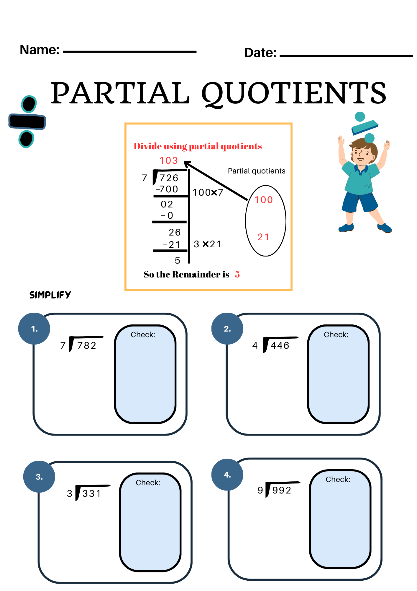 Division With Partial Quotients Worksheets FirstWorksheets