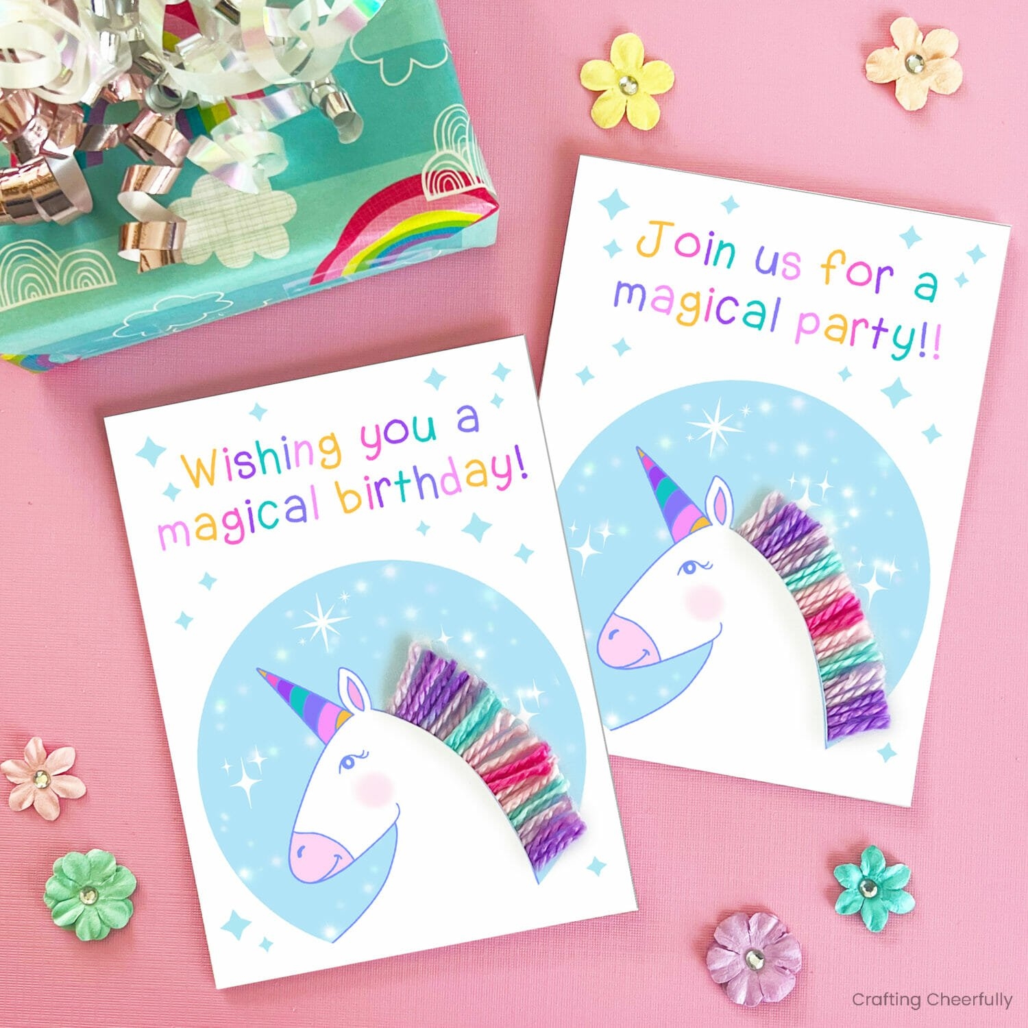 DIY Unicorn Birthday Card And Invitation Free Printables Crafting Cheerfully