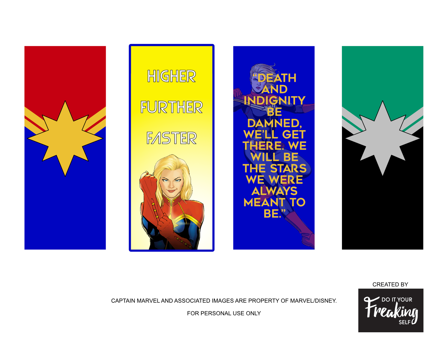 Do It Your Freaking Self Printable Captain Marvel Bookmarks Do It Your Freaking Self
