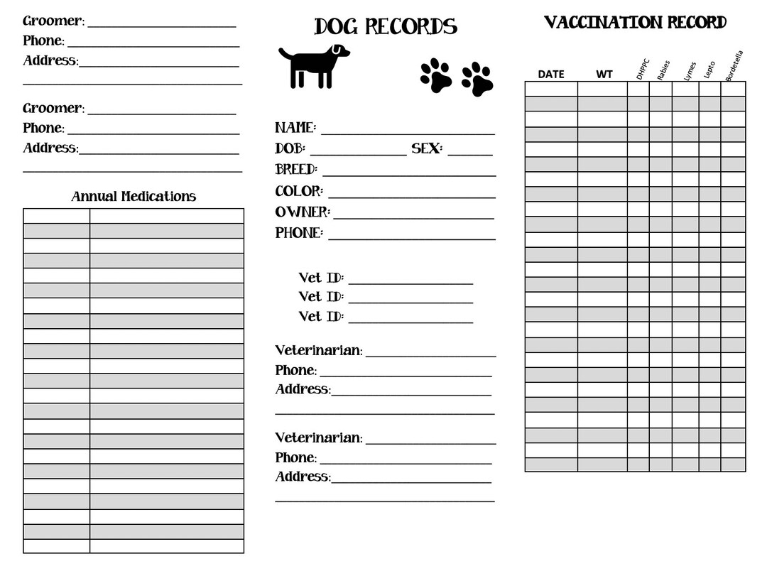 Dog Records happy Planner Printable dog Mom Vet Records Dog Mom Printable Vet Visits Cat Mom Cat Records Etsy