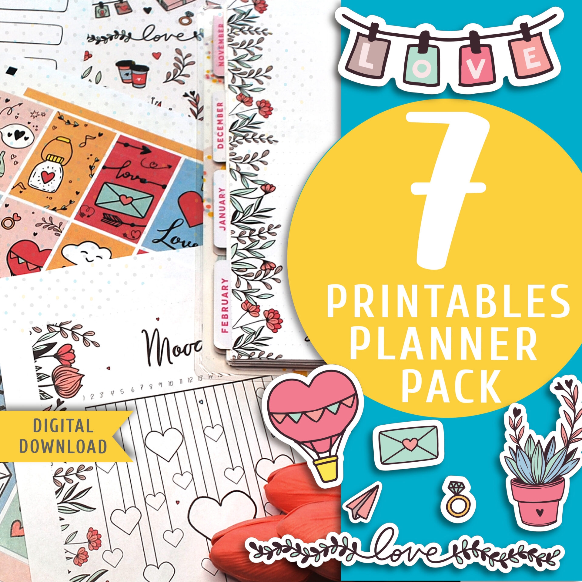 Doodle Love Pack Planner Printables MY COZY PLANNER