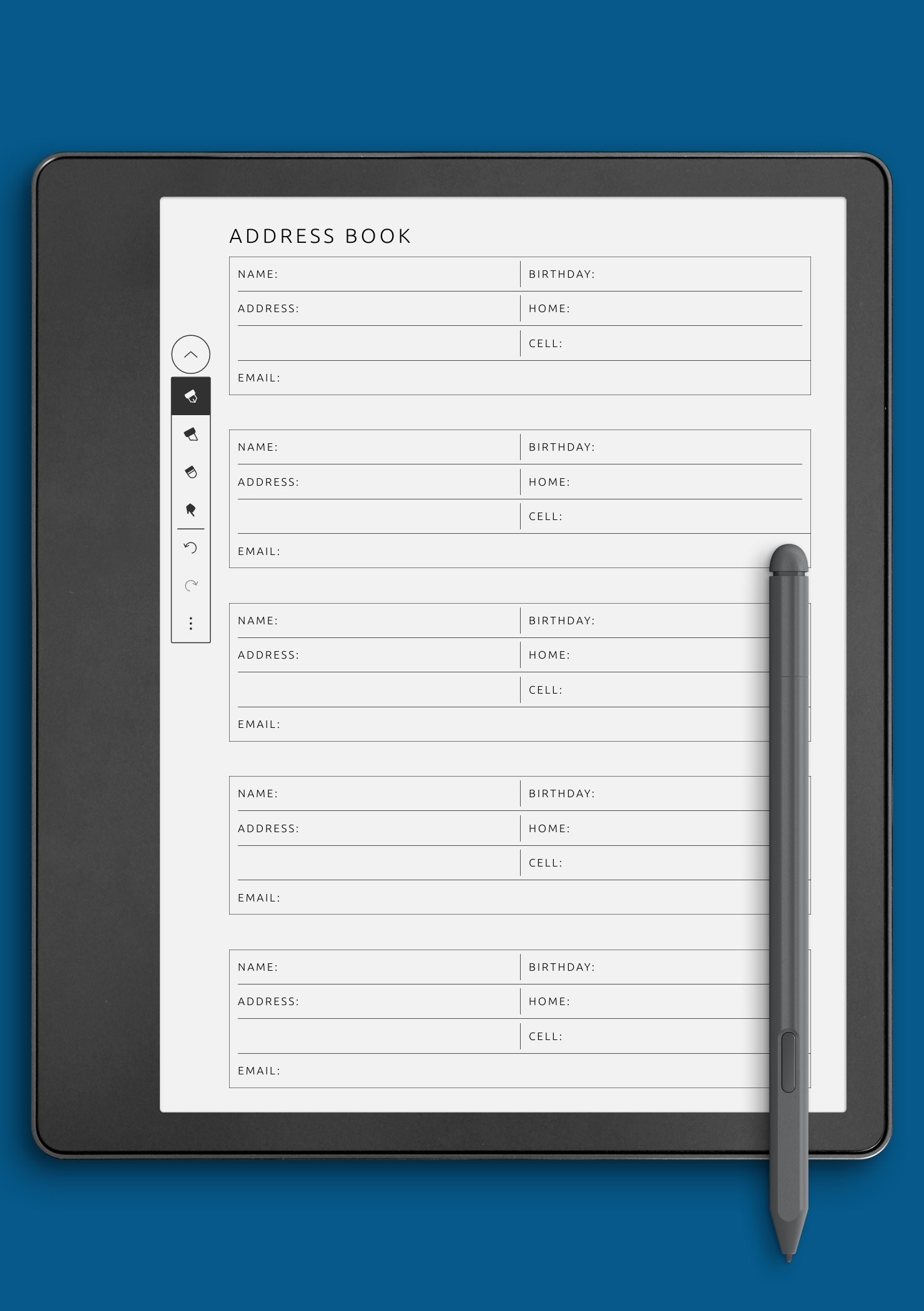 Download Printable Address Book Template PDF