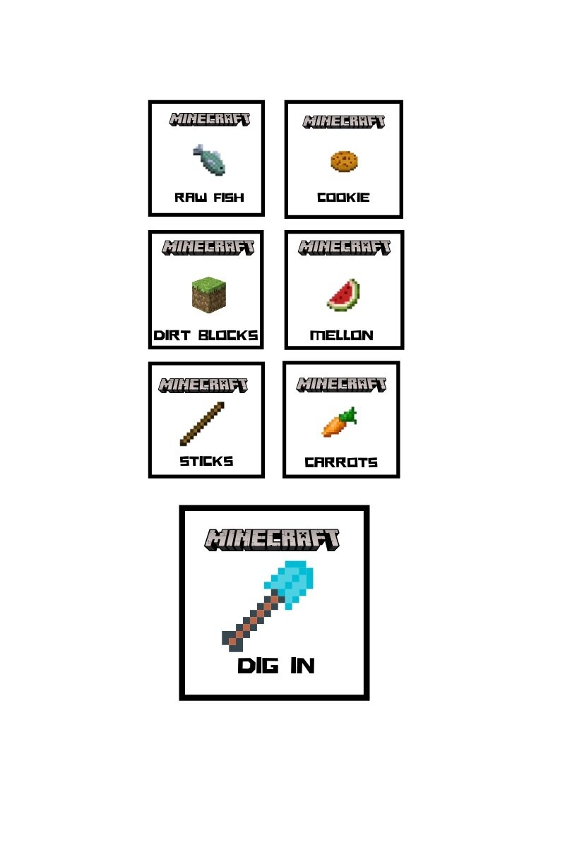 Free Printable Minecraft Food Labels