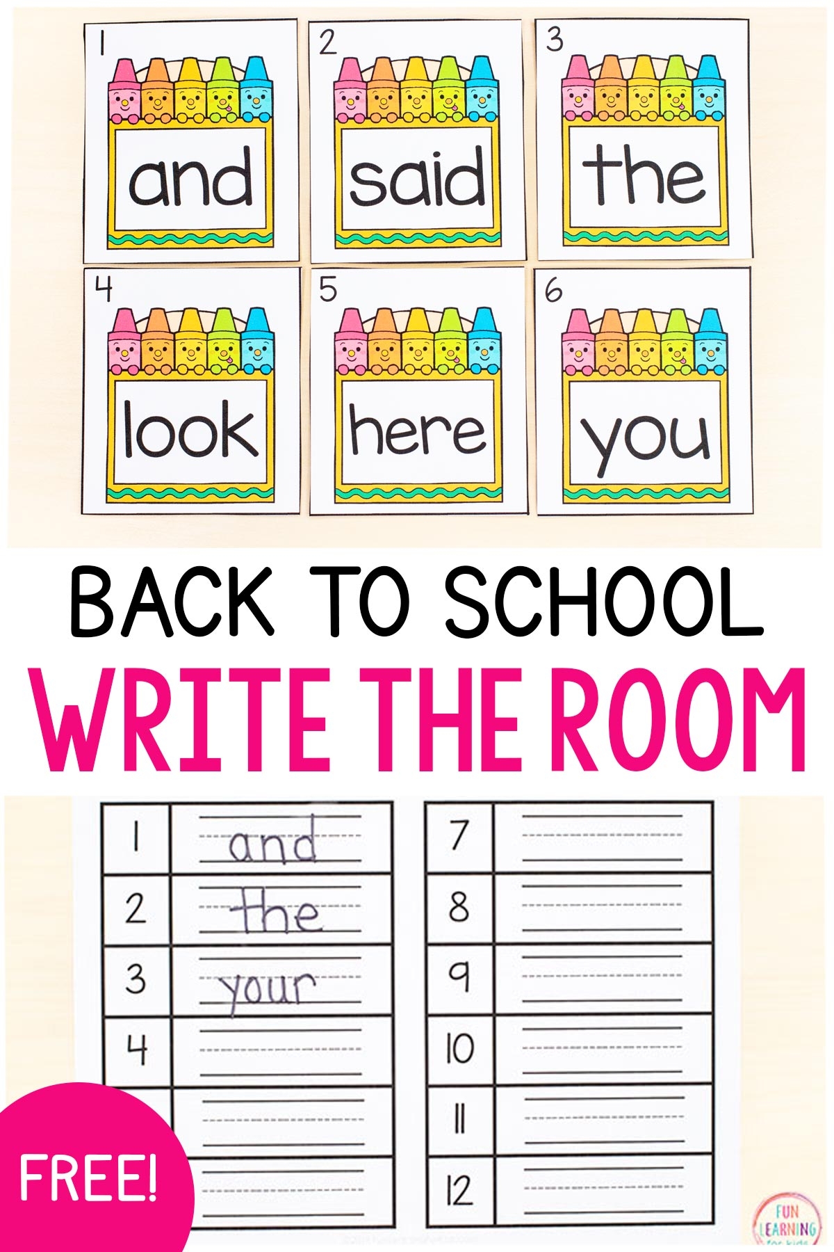 Editable Back To School Write The Room Free Printable