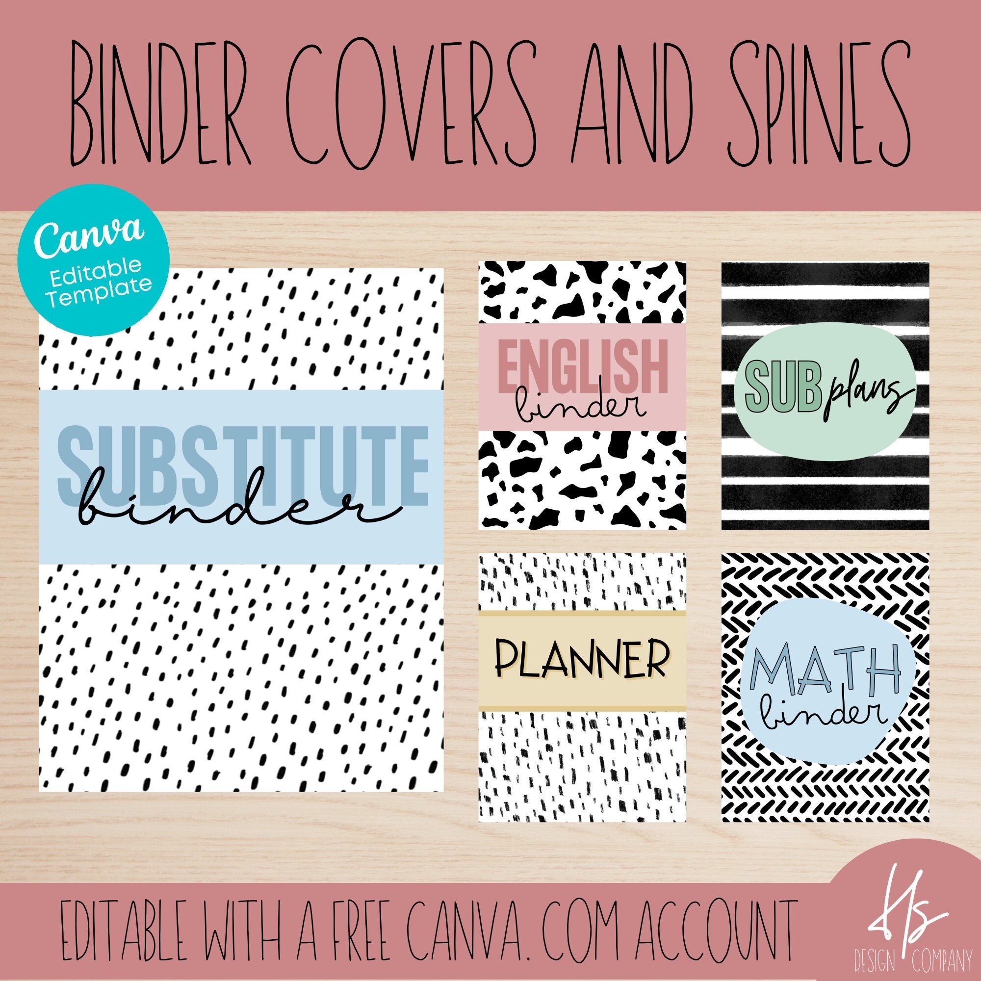 EDITABLE Colorful Binder Covers Spines Printable Binder Covers Elementary School Teacher Back To School Binder Template Etsy
