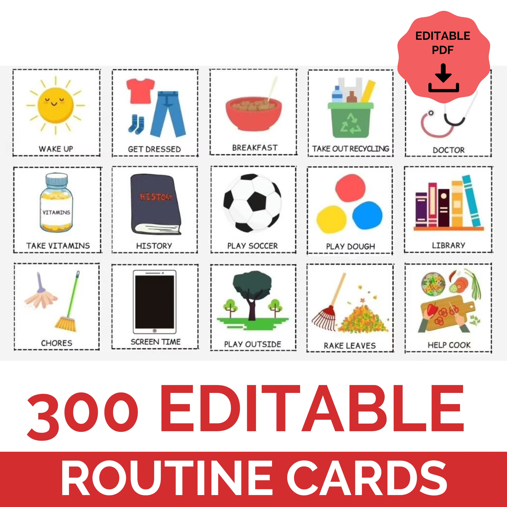 Editable Daily Kids Routine Cards I Visual Schedule Cards Toddler Preschool Morning Afternoon Evening Routines I Printable Routine Chart Etsy