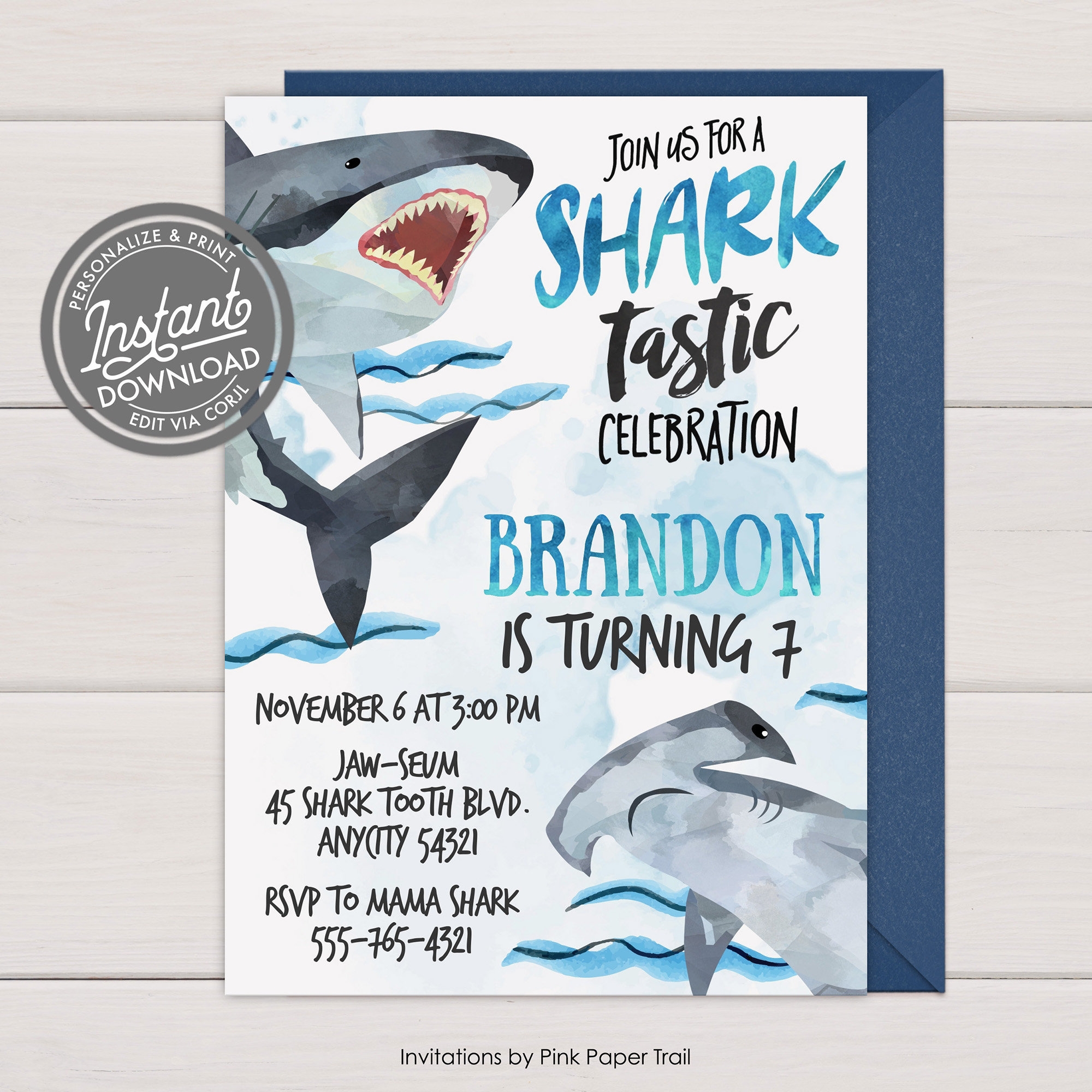 Free Printable Shark Invitations
