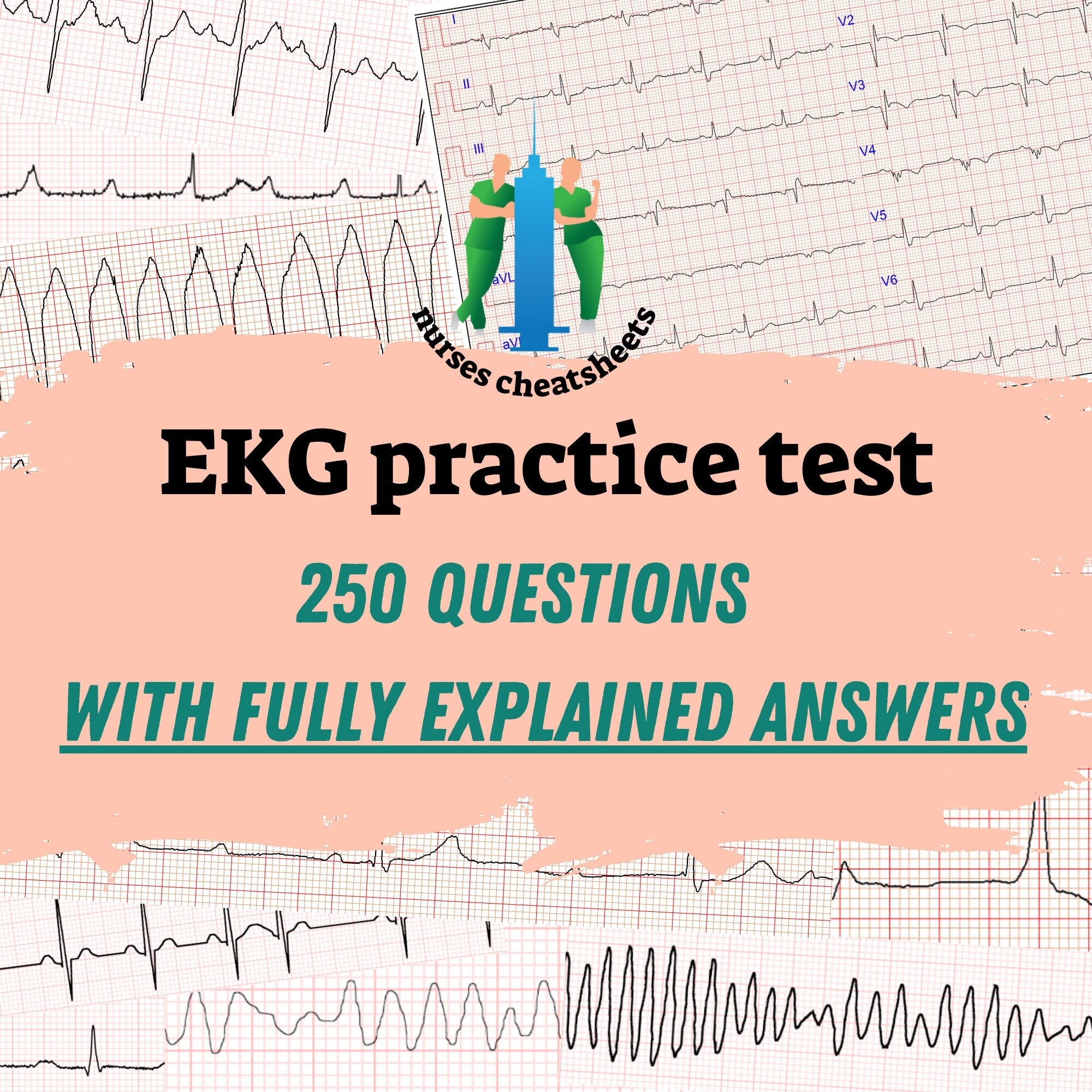 EKG Practice Test With Answers EKG Practice Quiz Quiz For Nursing Medical Staff To Study Before Exam Or Refresh ECG Knowledge Etsy