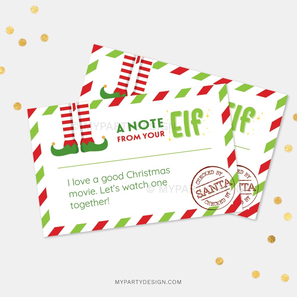 Elf Notes Cards Printable PDF My Party Design