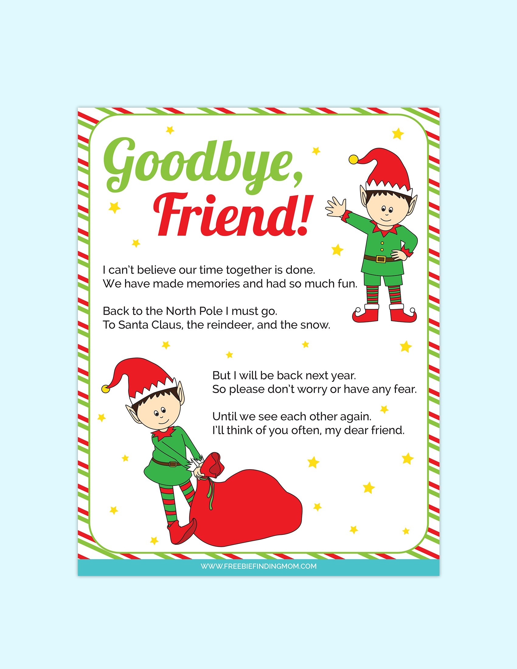 Free Printable Goodbye Elf