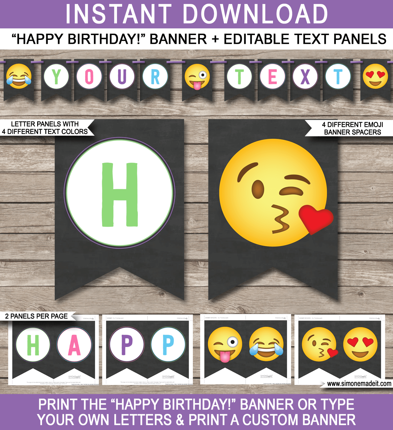 Emoji Party Printables Invitations Decorations Editable Templates