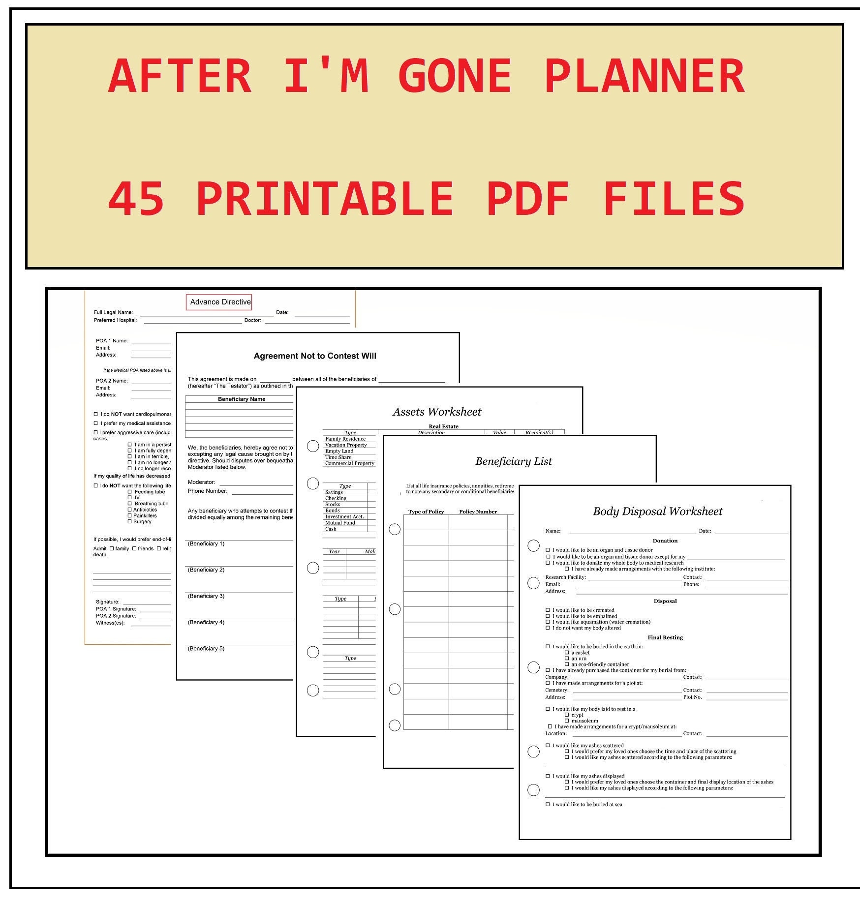 End Of Life Planner After I m Gone Planner Final Wishes Planner Funeral Planner Estate Planning Legacy Planner 45 PDF Files Etsy