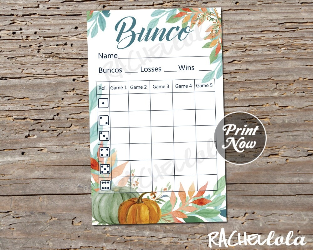 Fall Bunco Score Sheet Thanksgiving Halloween October November Pumpkin Score Card Bunko Party Scorecard Instant Digital Download Etsy
