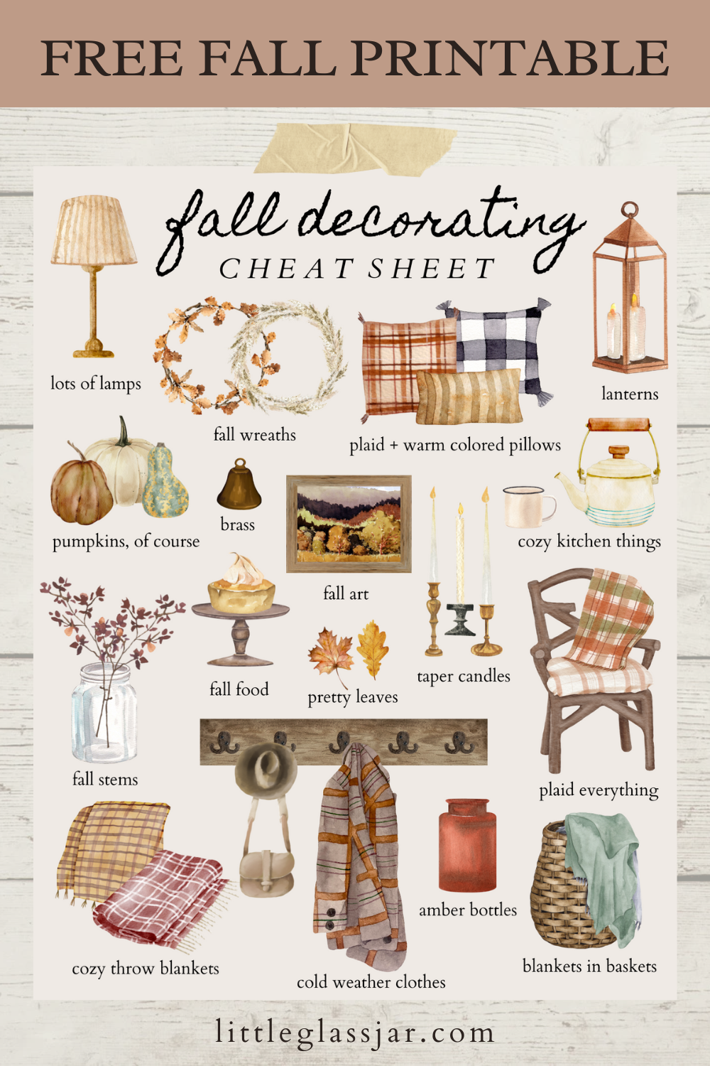Fall Decorating Cheat Sheet Free Printable Little Glass Jar