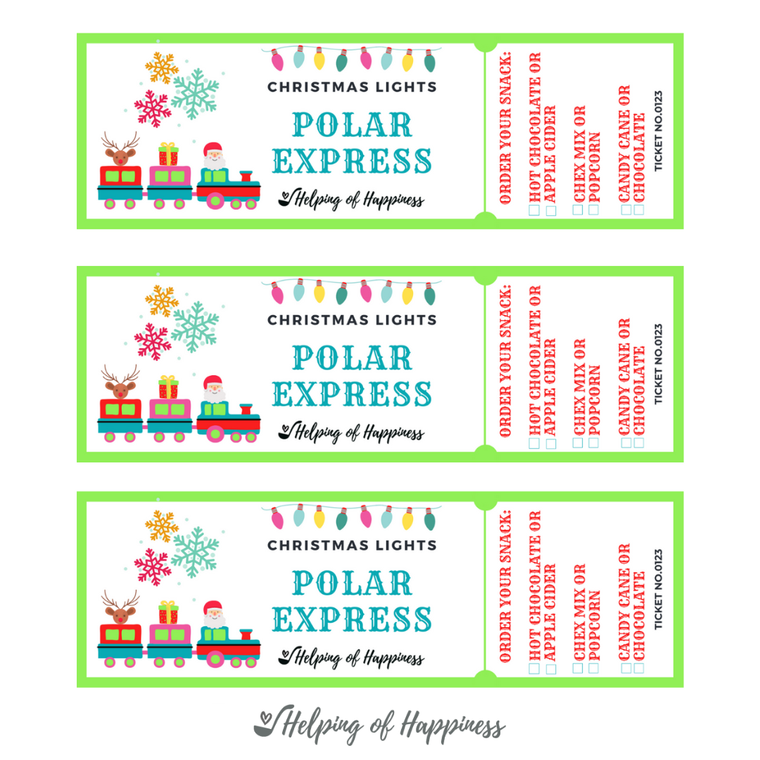 Family Polar Express Ticket Snack Bag Tag Printables For Our Christmas Lights Outing Helping Of Happiness