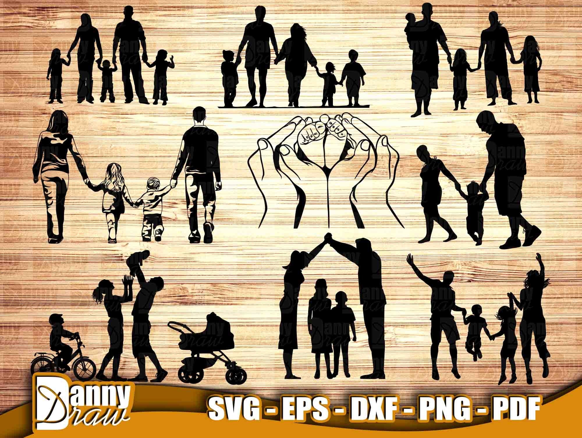 Family Silhouette Svg Family Svg American Family Svg Family Silhouette Family Clipart Svg Png Dxf Eps Pdf DD0016 Etsy