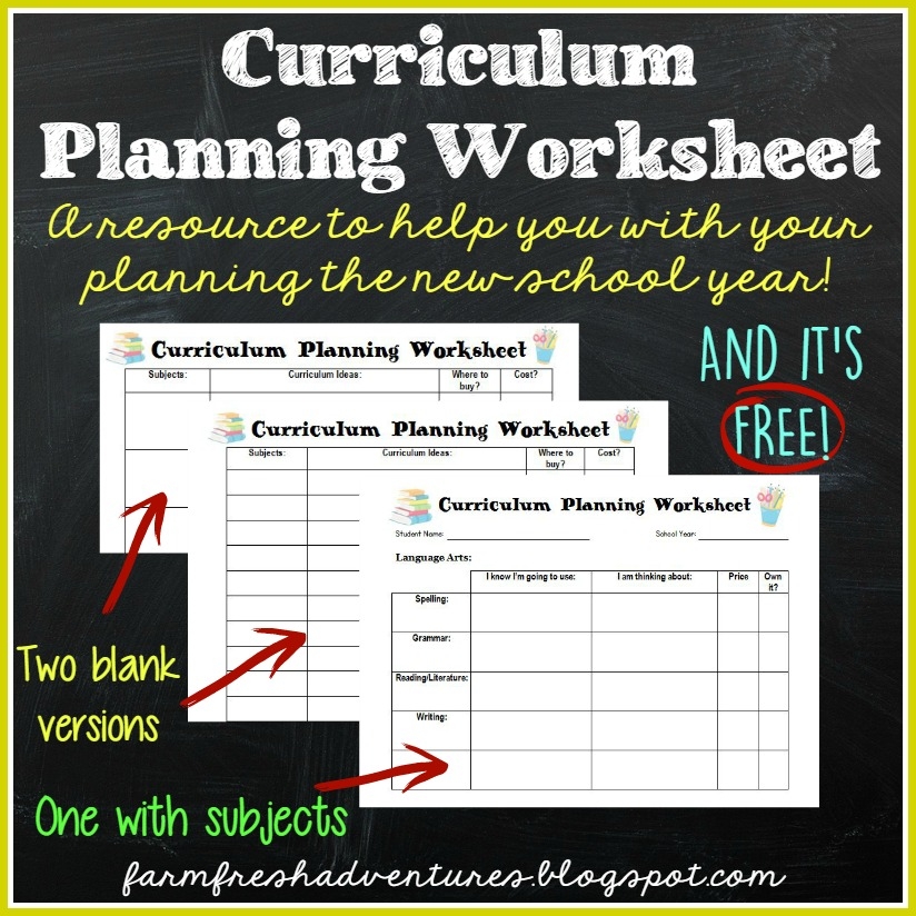 Farm Fresh Adventures Homeschool Curriculum Planning And FREE Curriculum Planning Worksheet