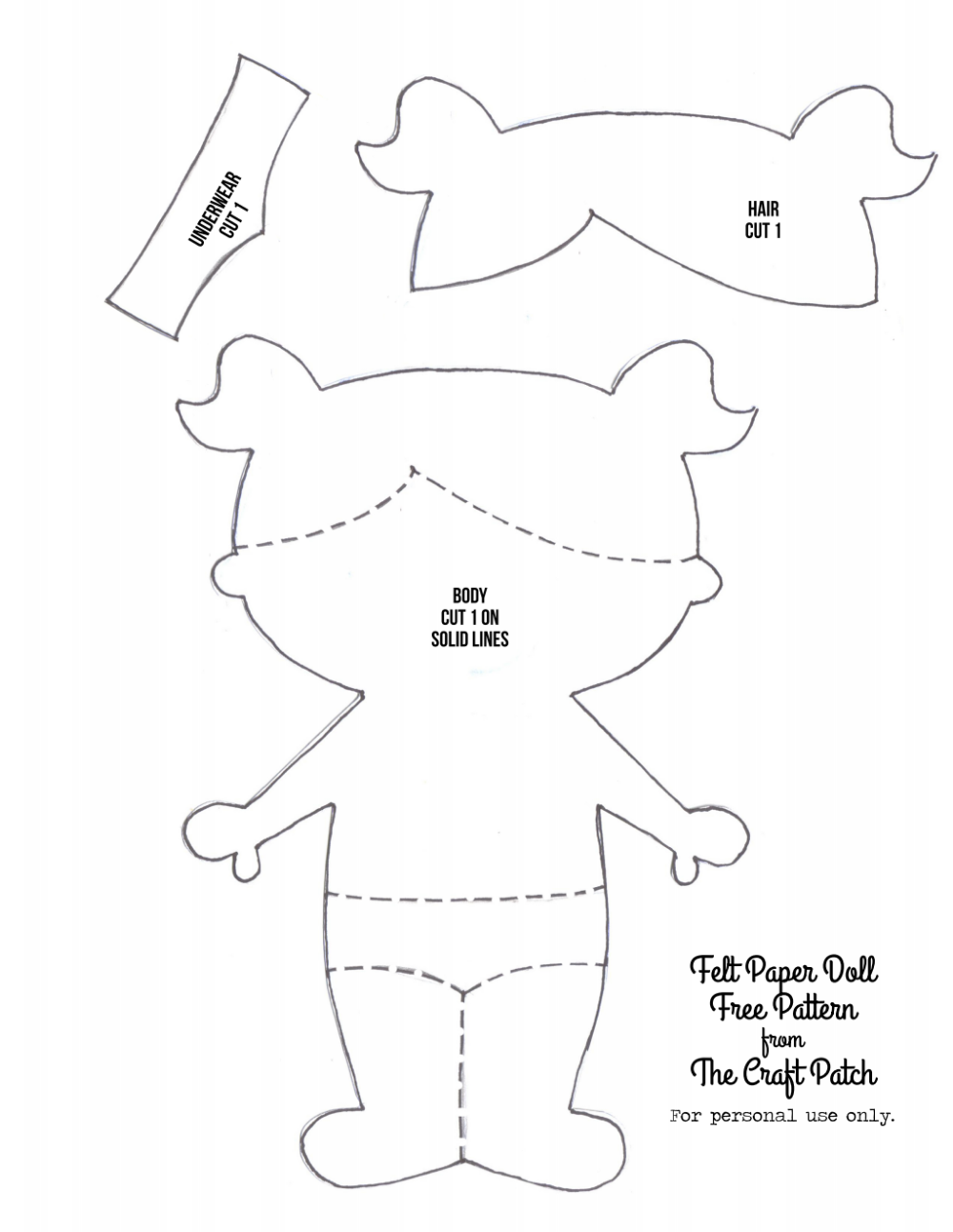 Felt Paper Doll Free Pattern pdf