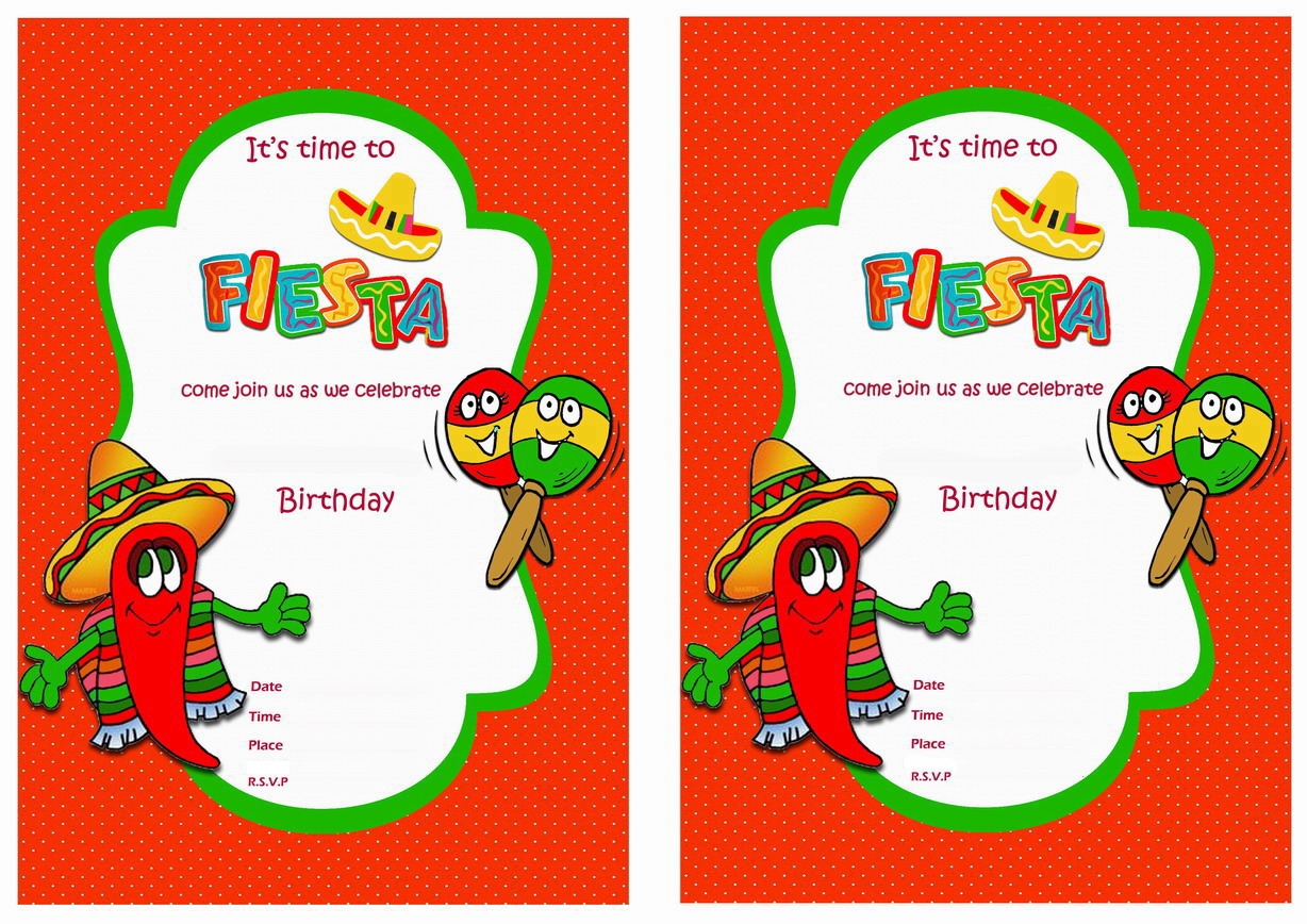 Fiesta Mexican Birthday Invitations Birthday Printable