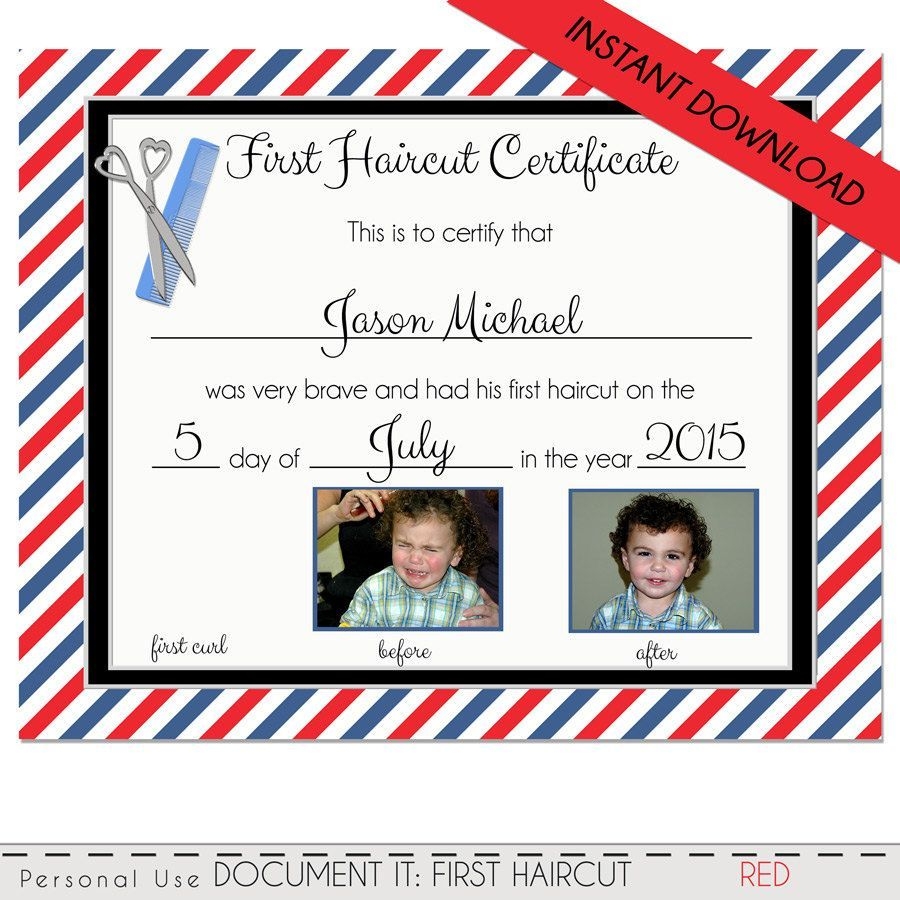 First Haircut Certificate FREE DOWNLOAD Printable Templates Lab