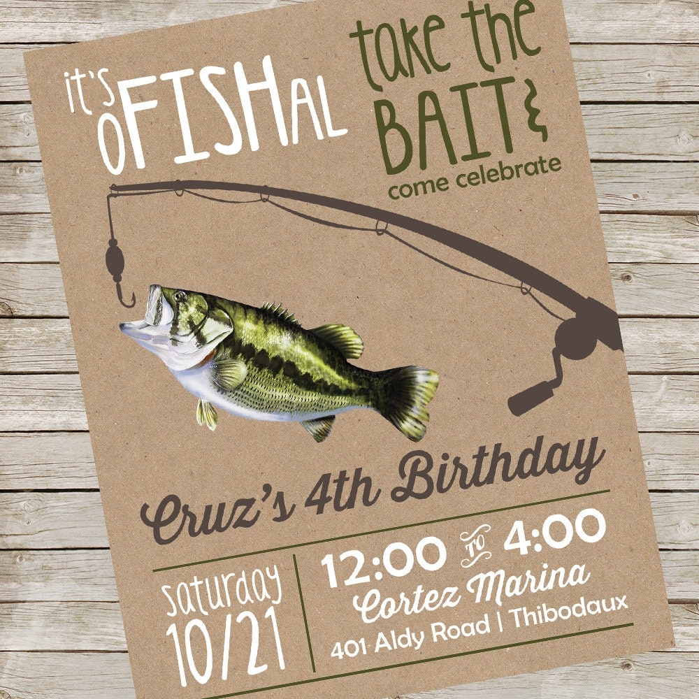 Fishing Invitation PIY File Bass Fishing Birthday Party Invite Fishing Printable Digital File Etsy
