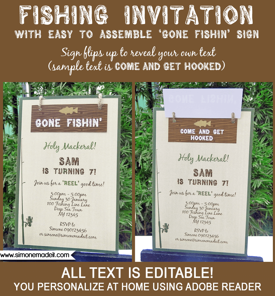 Fishing Party Invitations Template Printable Fishing Birthday Party Invite