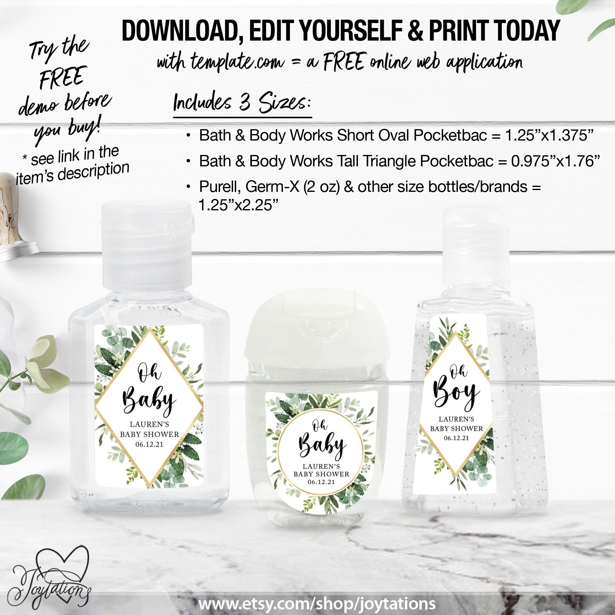 Foliage Baby Shower Hand Sanitizer Label Printed Boy Girl Gender Neutral Unisex Greenery Baby Shower Party Favors 9F Etsy