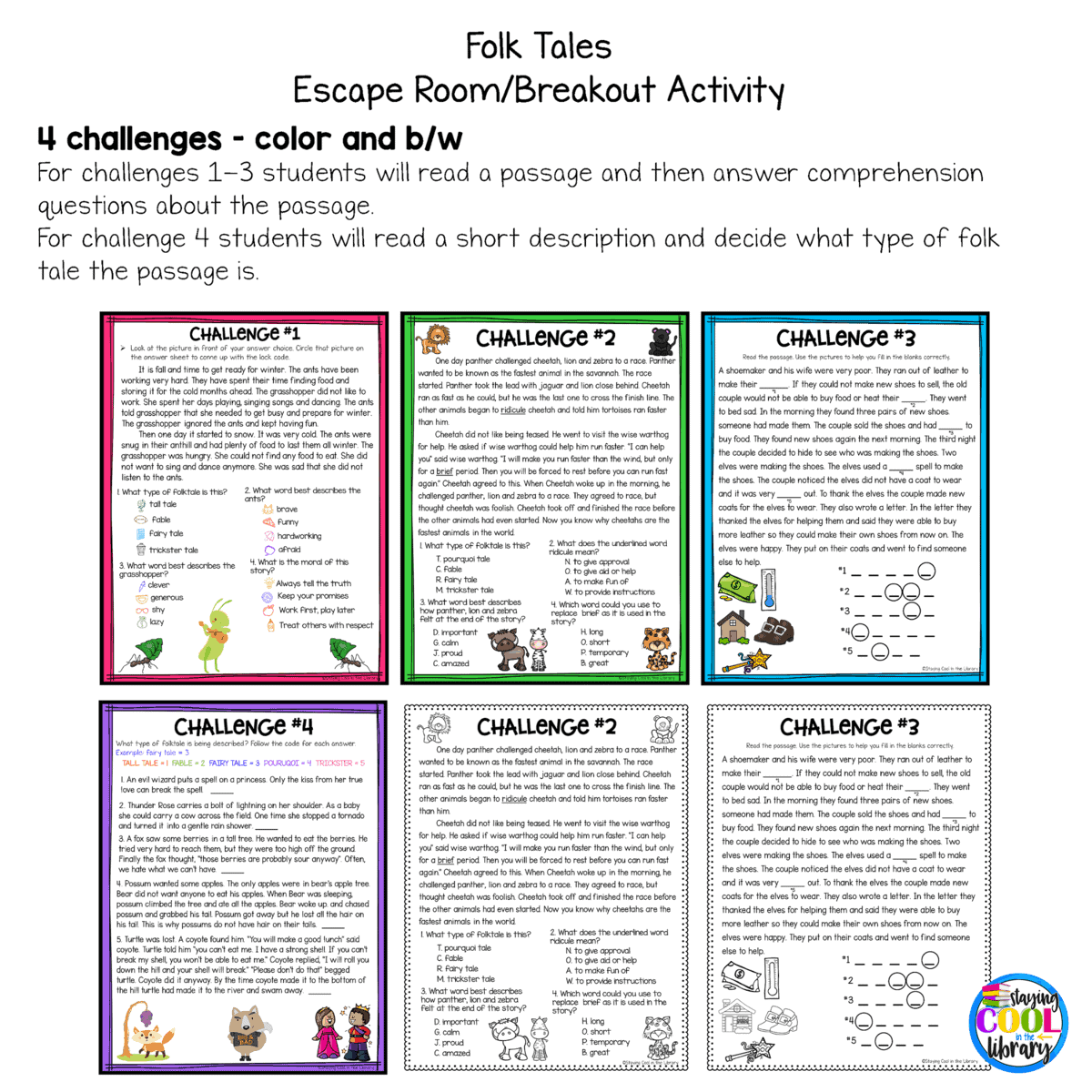 Folktales Print Breakout Escape Activity Staying Cool In The Library