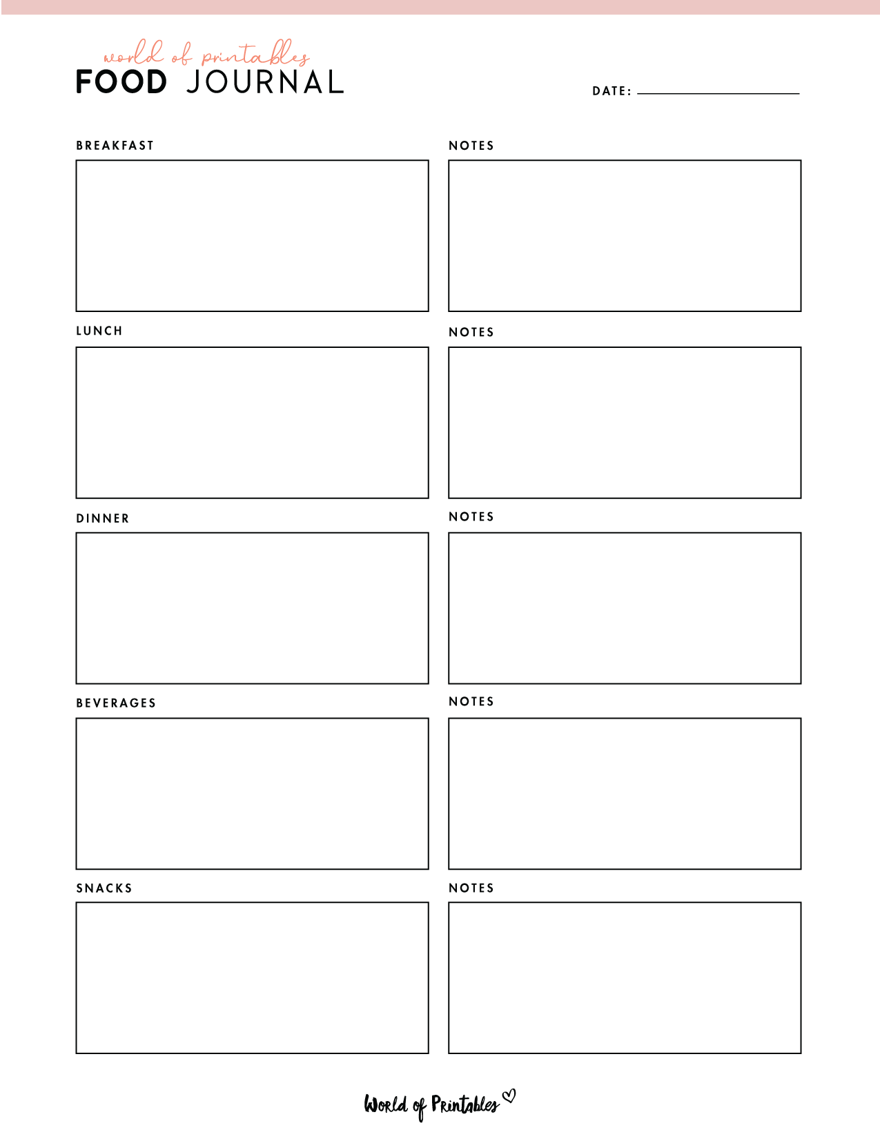 Free Printable Food Log