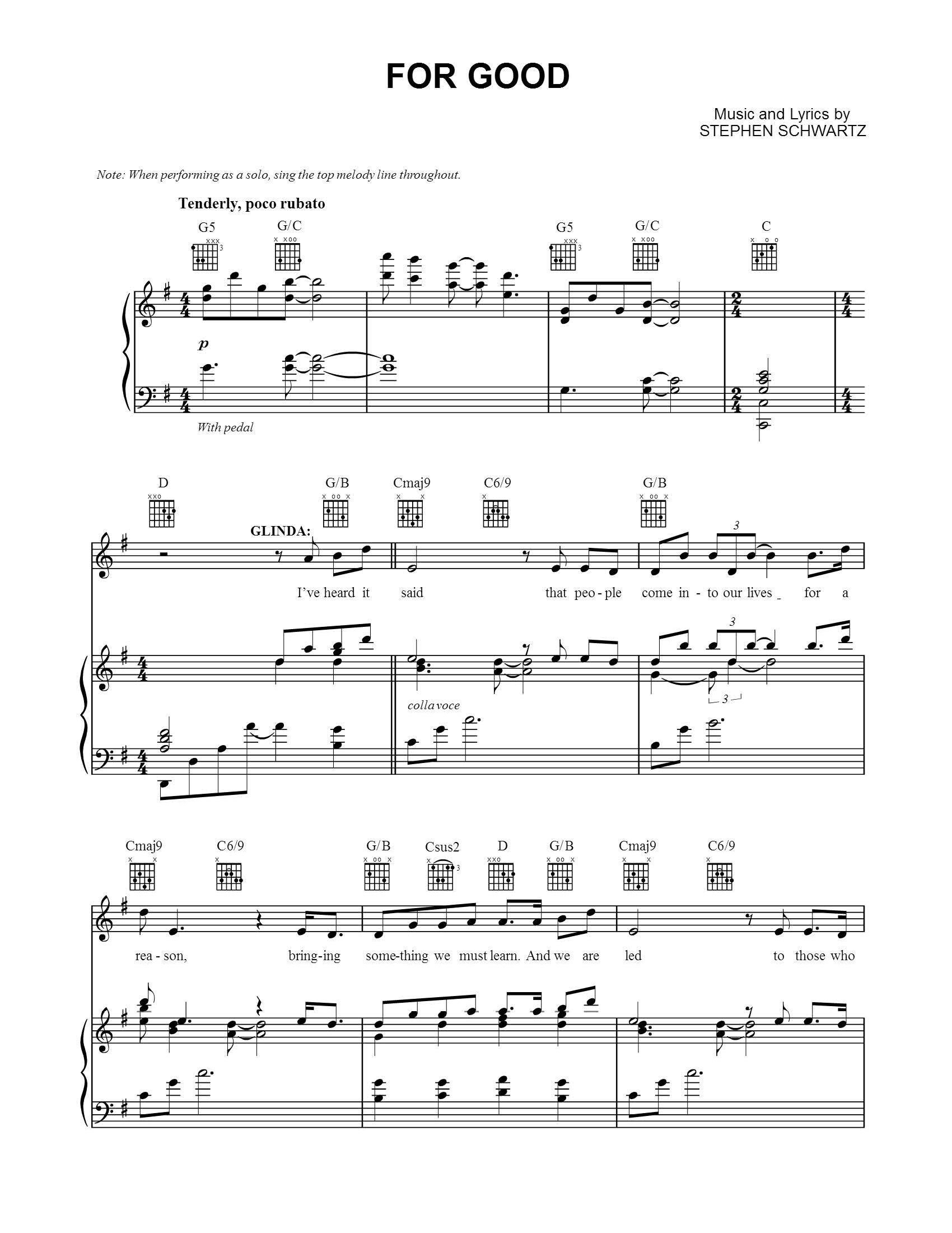 For Good From Wicked Sheet Musicpiano Sheet Instant Download Broadway Musical Printable Music Elphaba And Glinda Etsy
