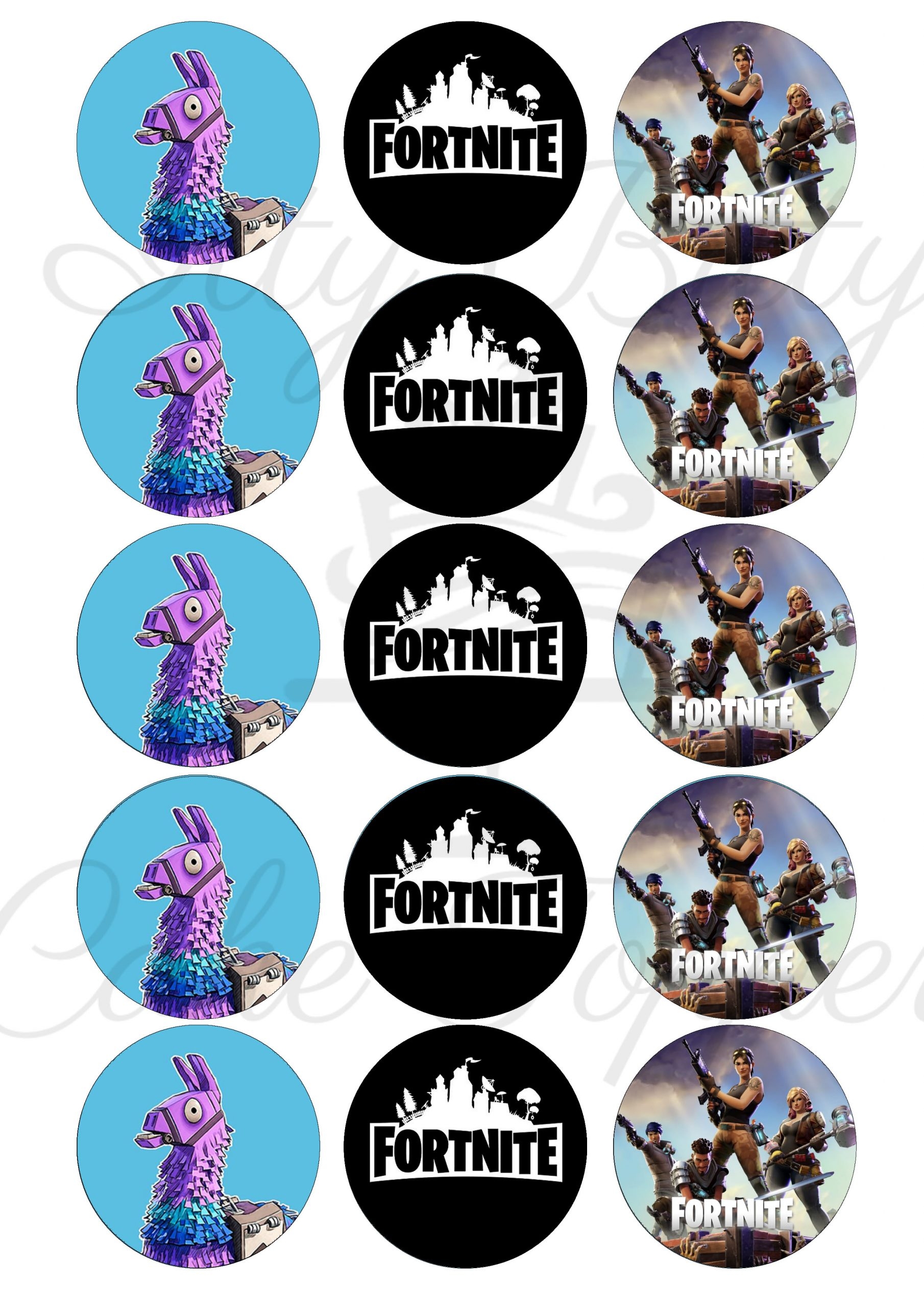 FORTNITE Cupcake Cookie Toppers Itty Bitty Cake Toppers