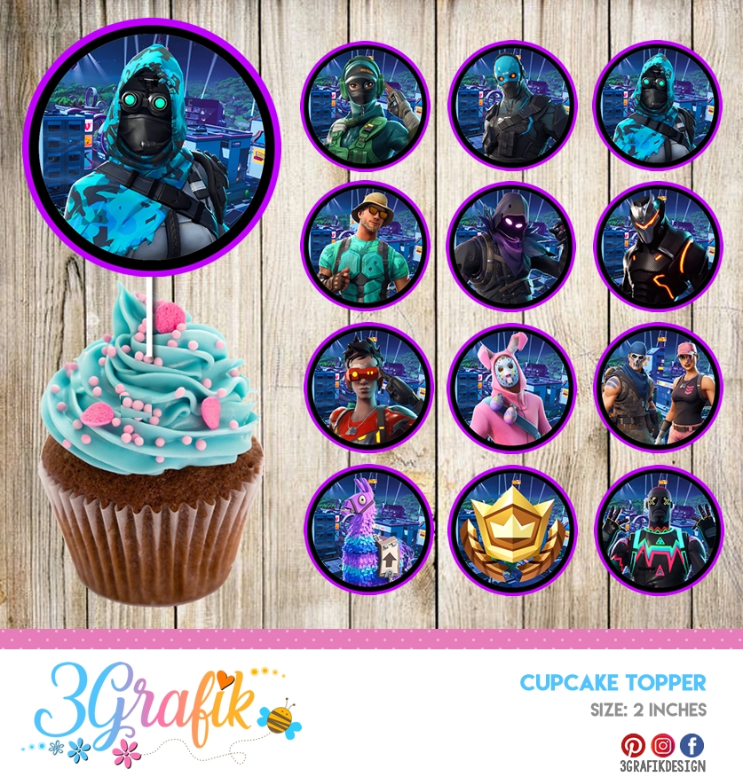 Fortnite Cupcake Topper Printable 3Grafik