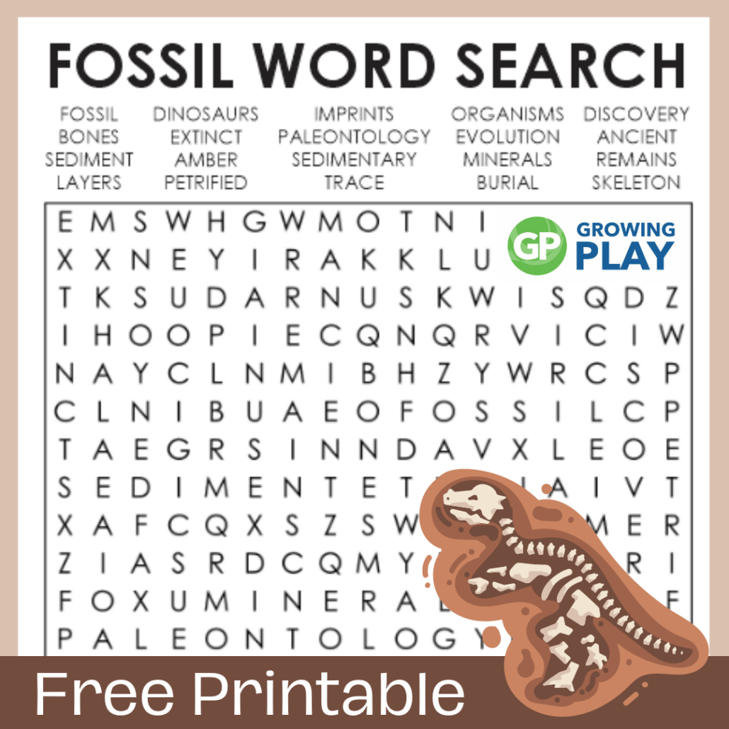Fossil Word Search Printable Free PDF Growing Play