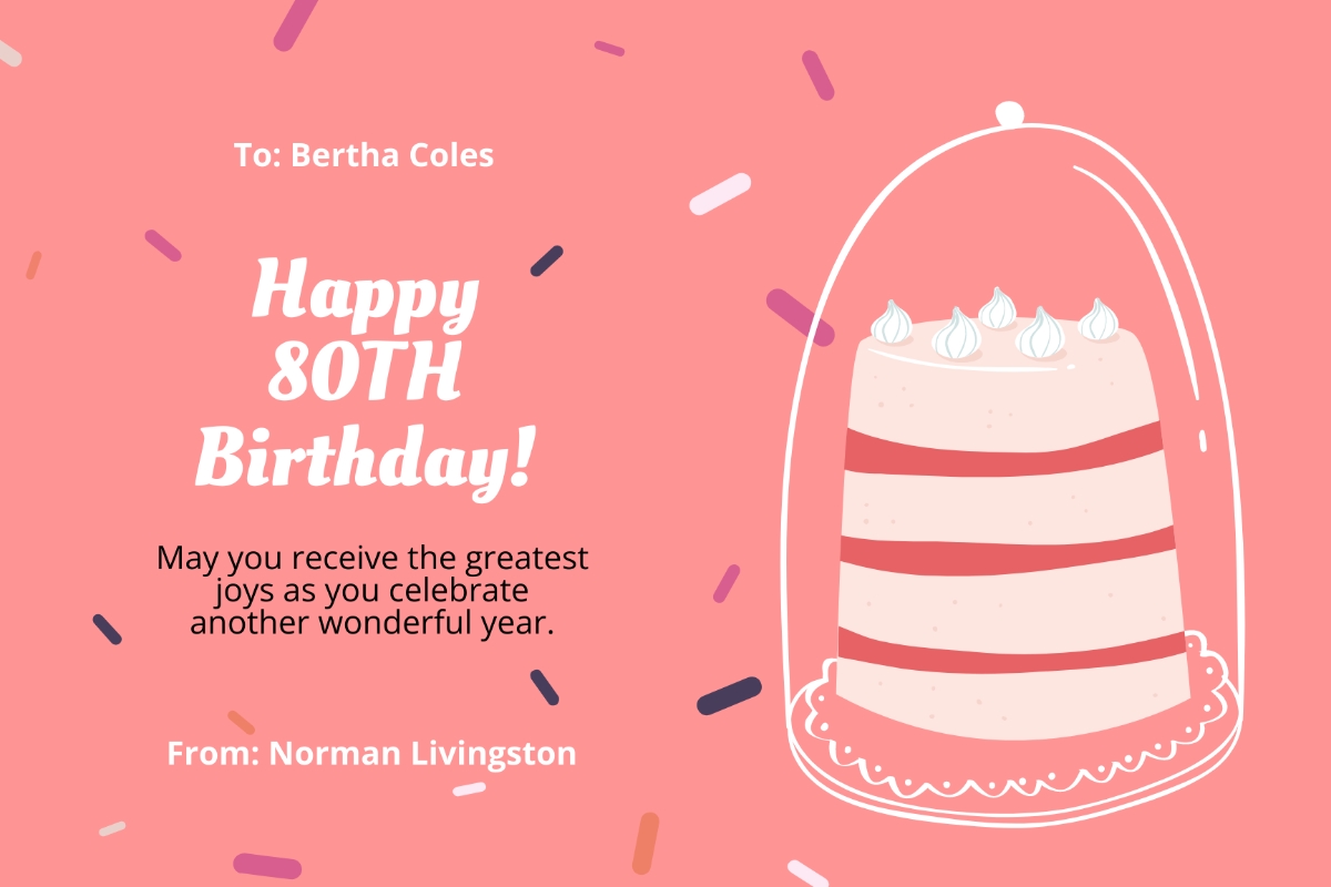 FREE 80th Birthday Card Templates Examples Edit Online Download Template