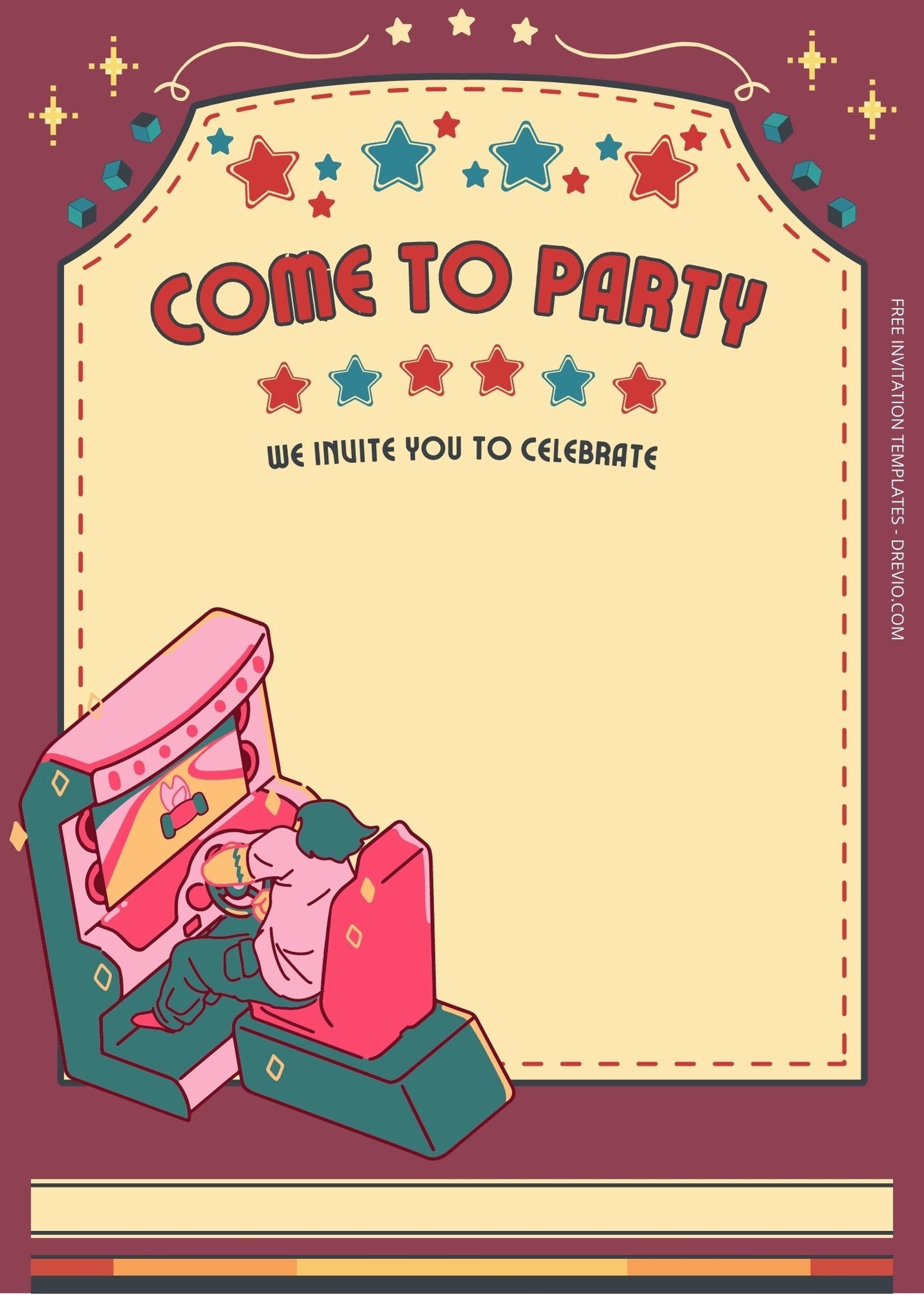 FREE Arcade Party Birthday Invitation Templates