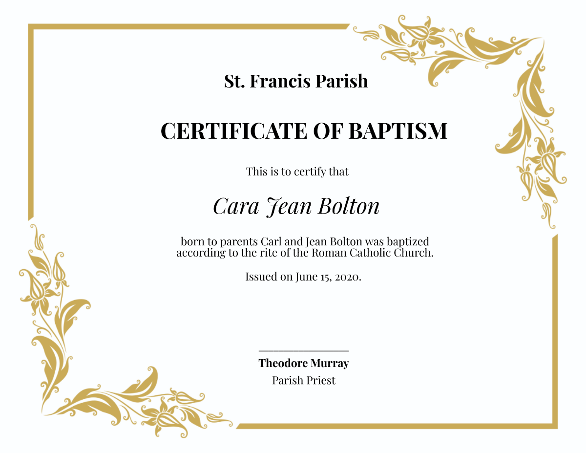 Baptism Certificates Free Printable