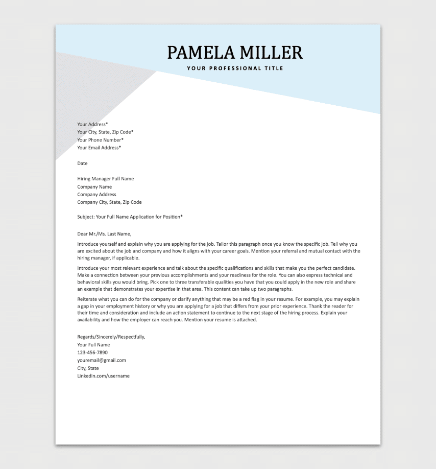 Free Printable Cover Letter Templates