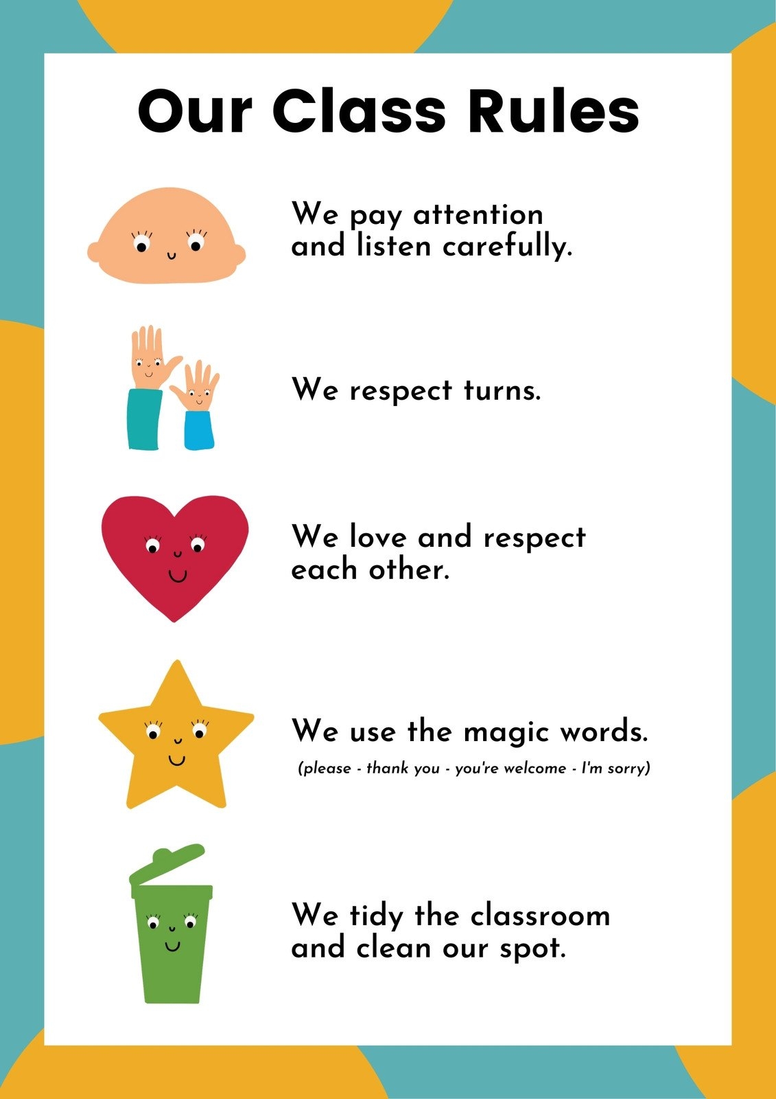 Free Custom Printable Classroom Rules Poster Templates Canva