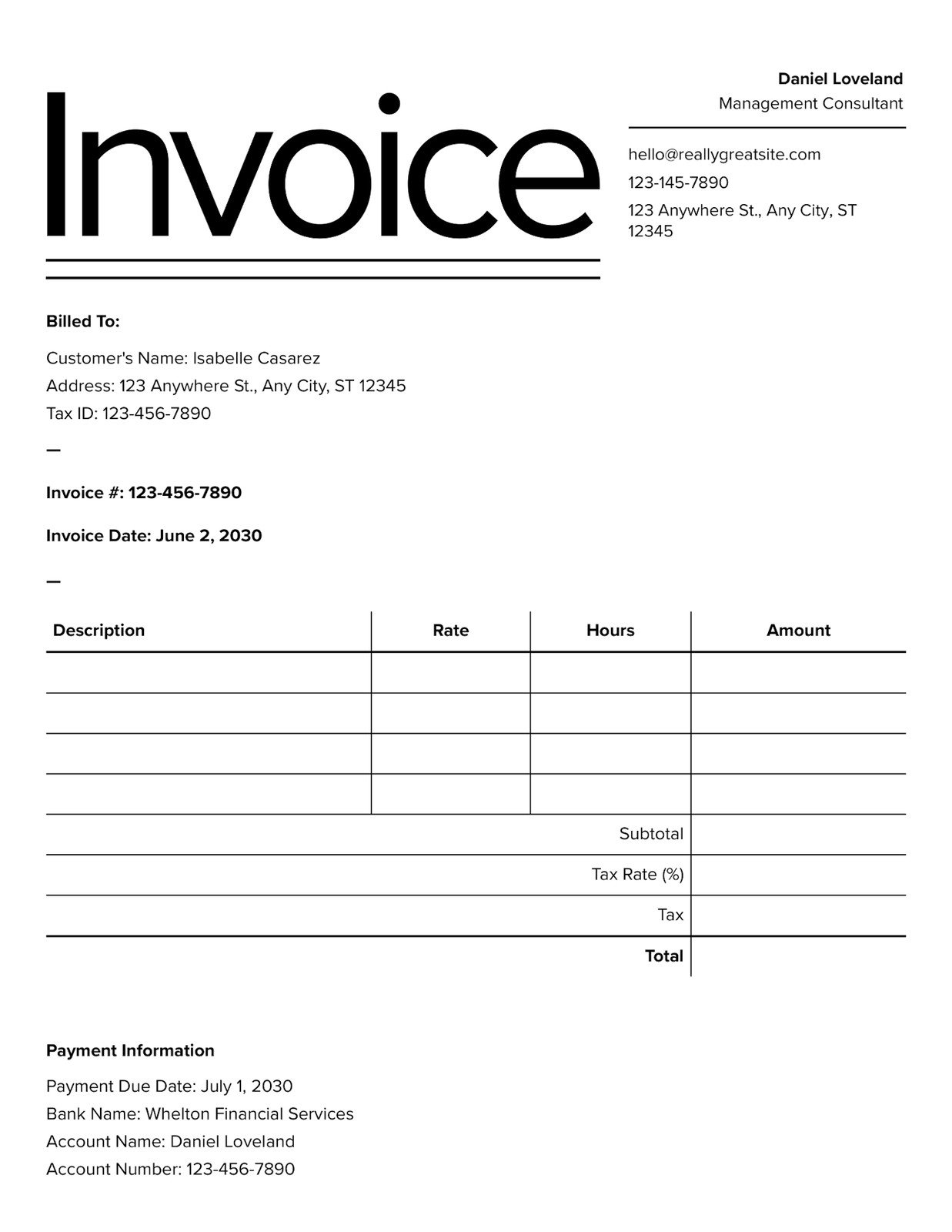 Free Printable Invoices Templates